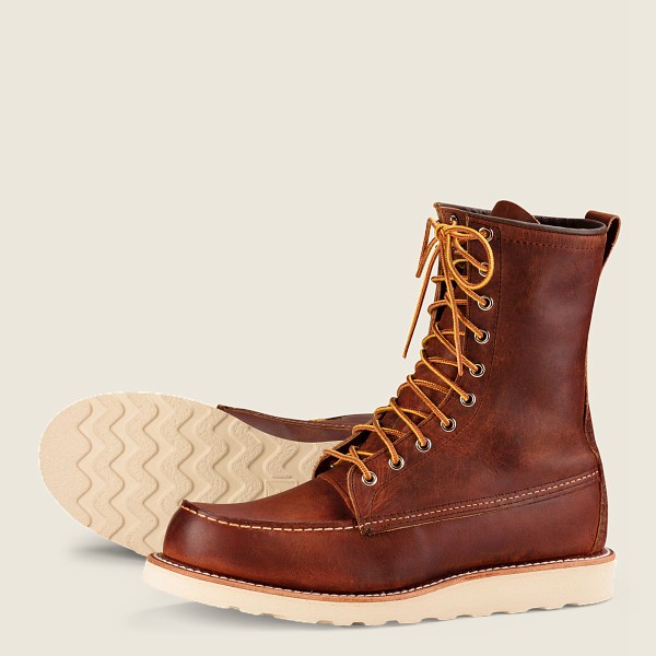 Red Wing Mens Classic Moc - 8-inchr Rough & Tough Leather - Heritage Boots Brown - 8392VNEBA